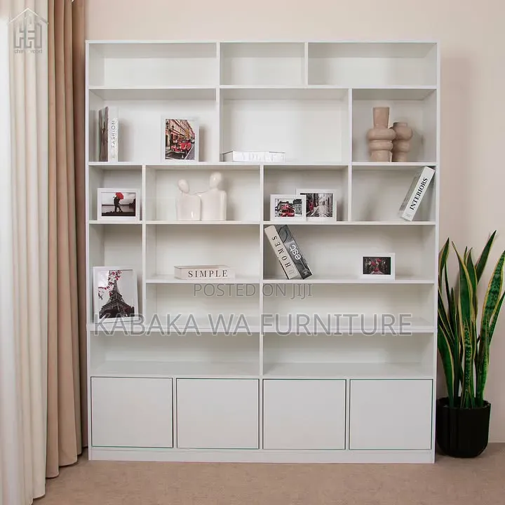 Concepts in Wood 15 Shelf Bookcase Wall With Doors, 72book Shelf Book