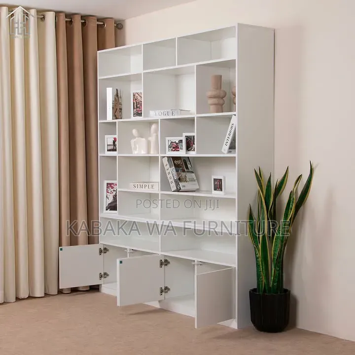 Concepts in Wood 15 Shelf Bookcase Wall With Doors, 72book Shelf Book