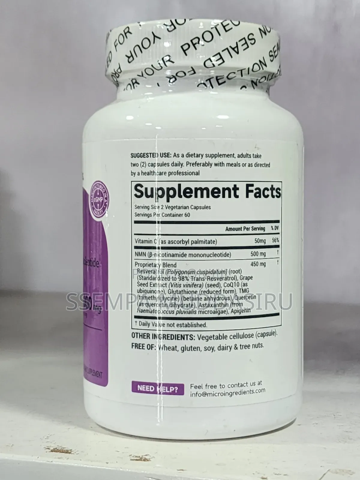 NMN B-Nicotinamide Mononucleotide,120 Capsules Dietry Supplement