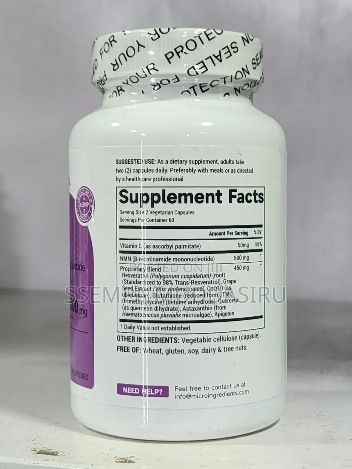 NMN B-Nicotinamide Mononucleotide,120 Capsules Dietry Supplement