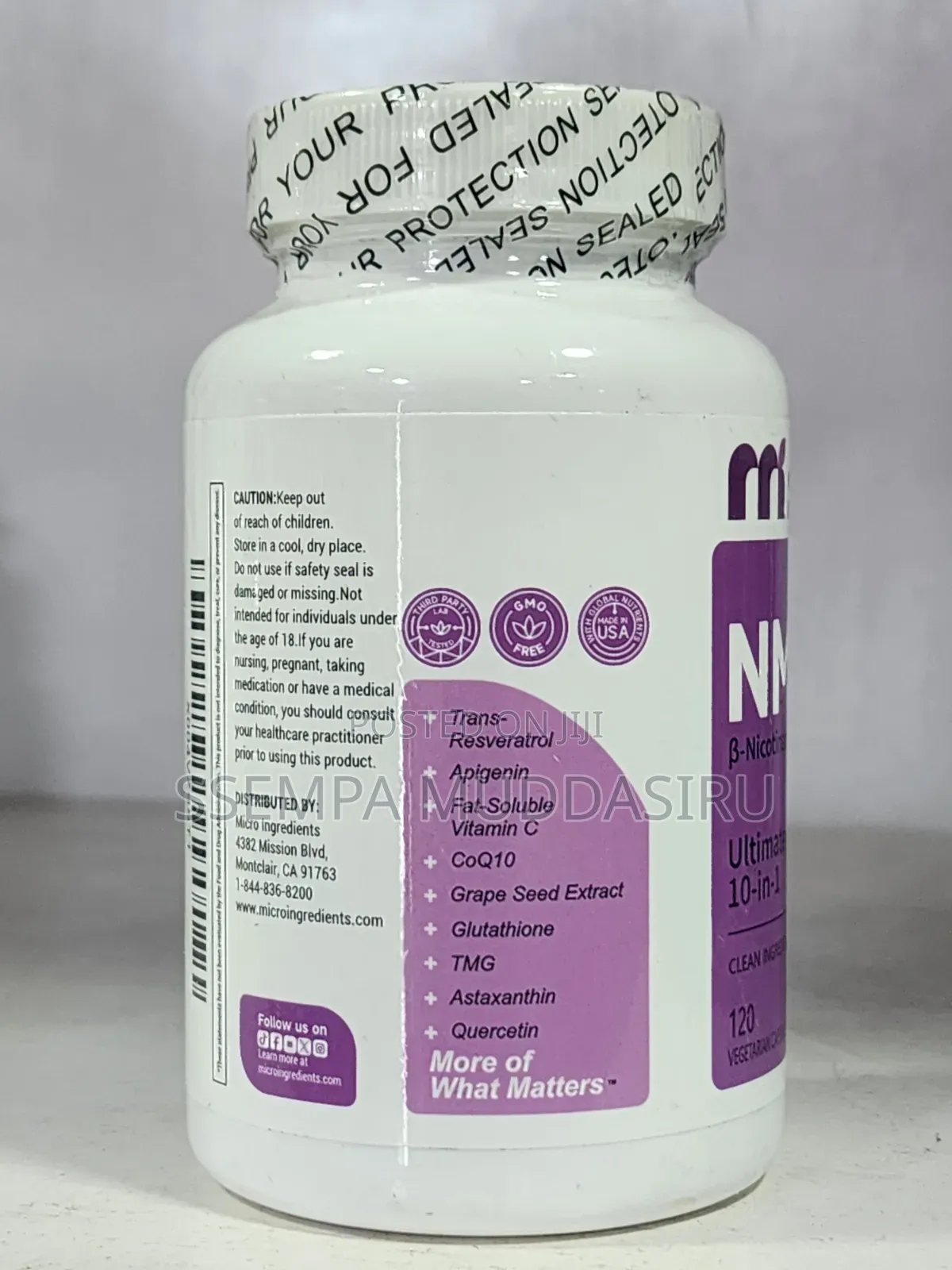 NMN B-Nicotinamide Mononucleotide,120 Capsules Dietry Supplement