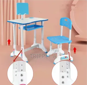 Adjustable Height Children Kids Study Table and Chair Set