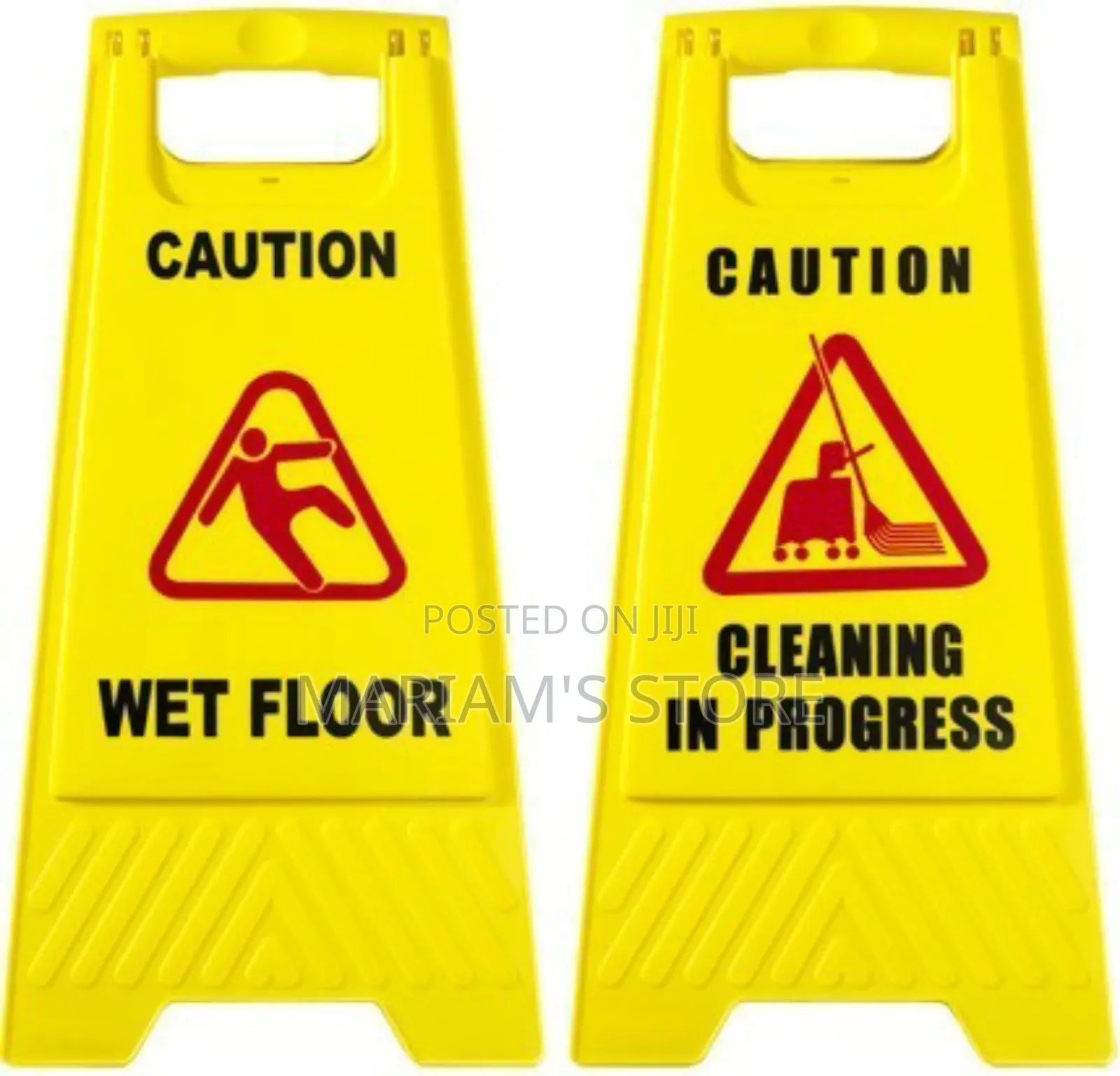 Yellow Plastic Signs Are Designed To Warn People Of Slippery Floors