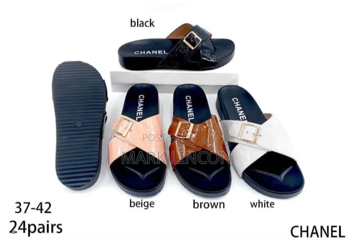 Black Chanel Sandals Feature a Patent Leather