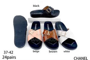 Black Chanel Sandals Feature a Patent Leather