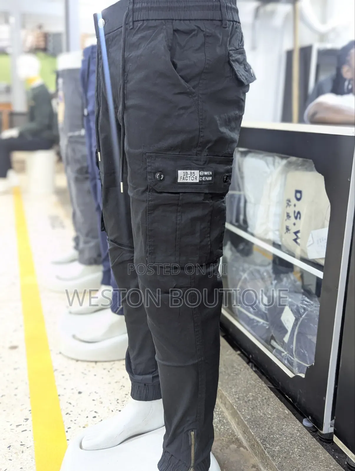 Original Cotton Denim Cargo Pants With Side Zipper