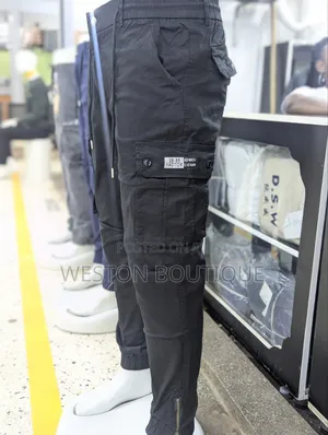Original Cotton Denim Cargo Pants With Side Zipper