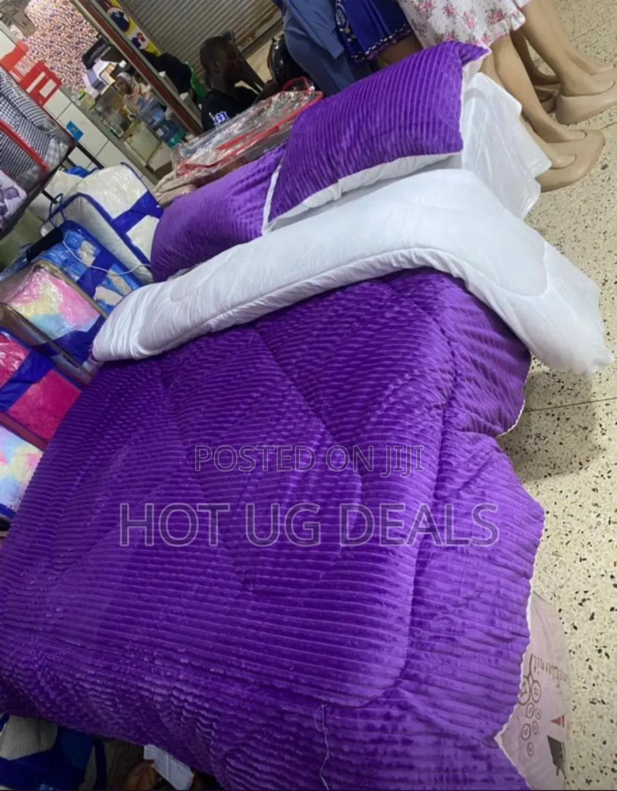 6x6 Velvet Duvet With 1bedsheet 1duvet 2 Pillowcases - Purple