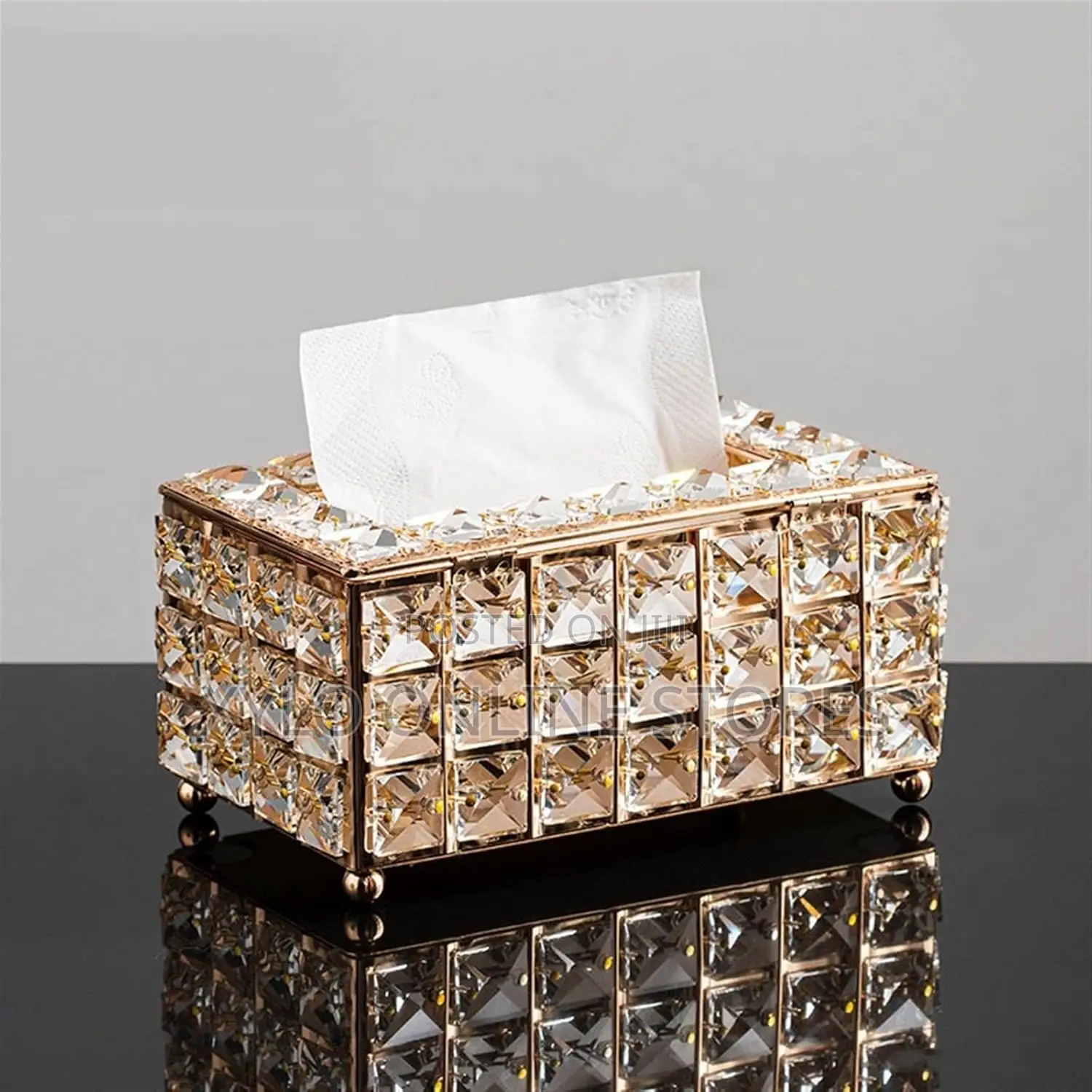 Crystal Tissue Organizer/Box Gold