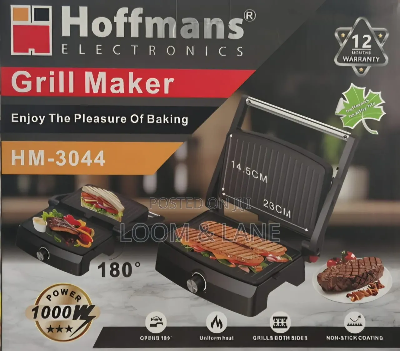 Hoffmans Hm-3044. Electric Grill Maker. 180 Degrees