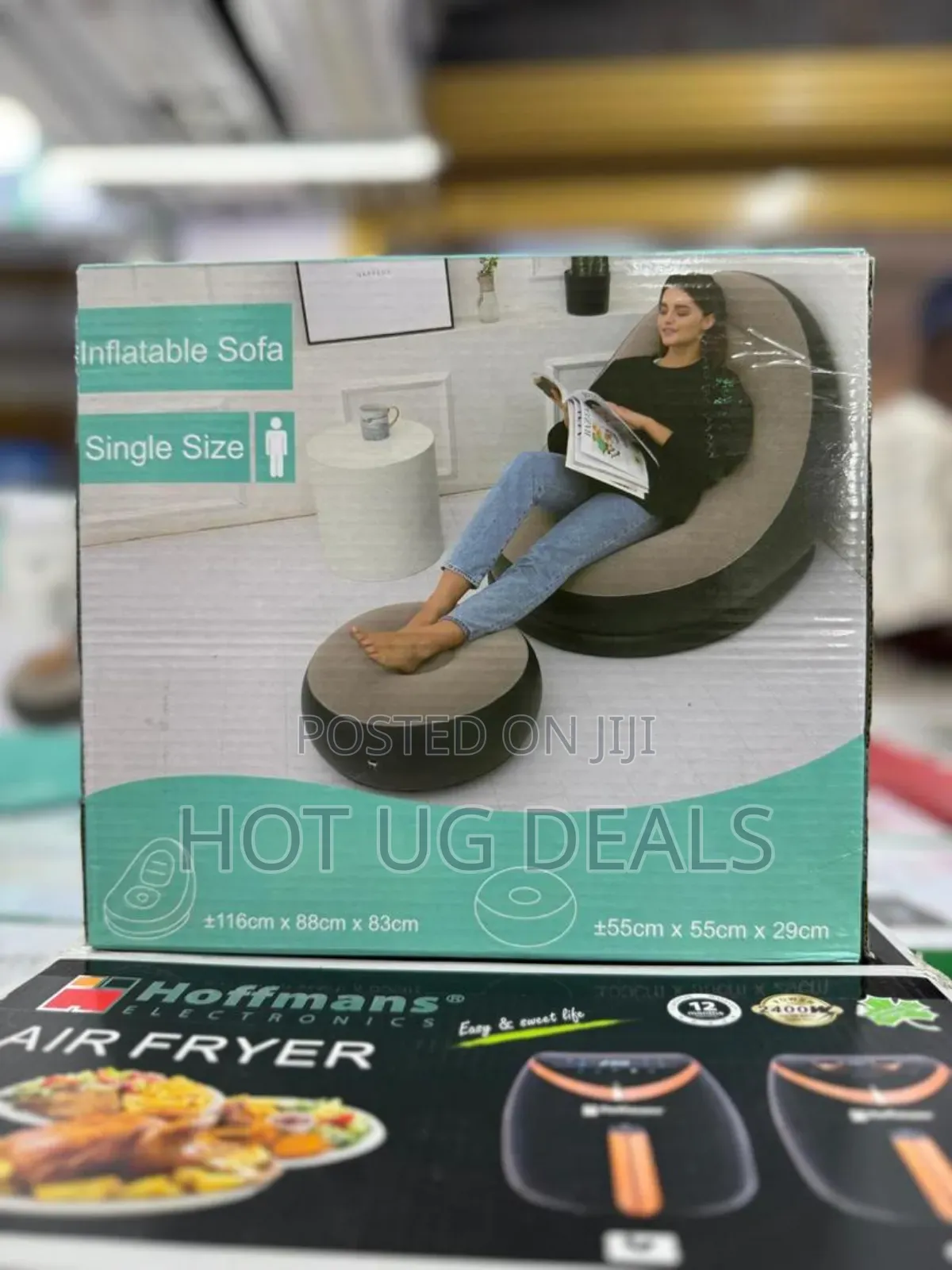 Inflatable Air Sofa-brown With A Pump - Black
