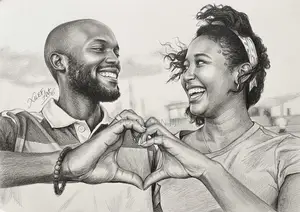 Pencil Art Portrait for Lovely Couples — Let's Draw Yours Too