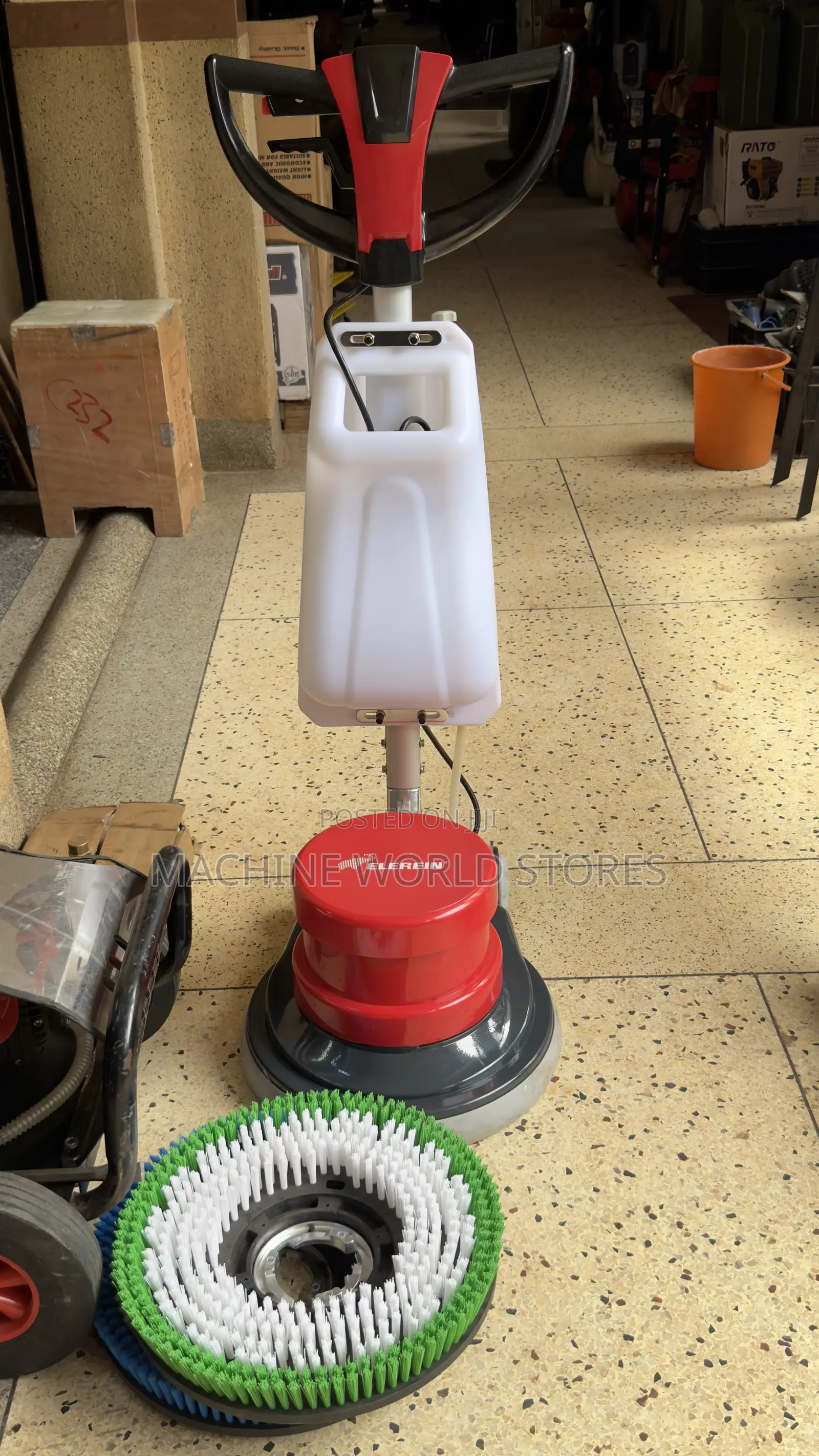 Red Floor Scrubbing Machine