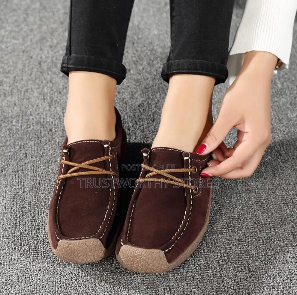Boat-Shoe-Inspired Moccasins. Brown in Color