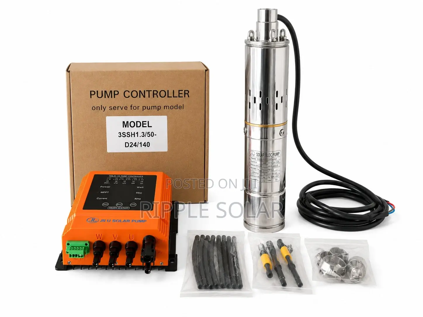 140w Solar Deep Well Borehole Pump 50m Head 1300l/H 24v