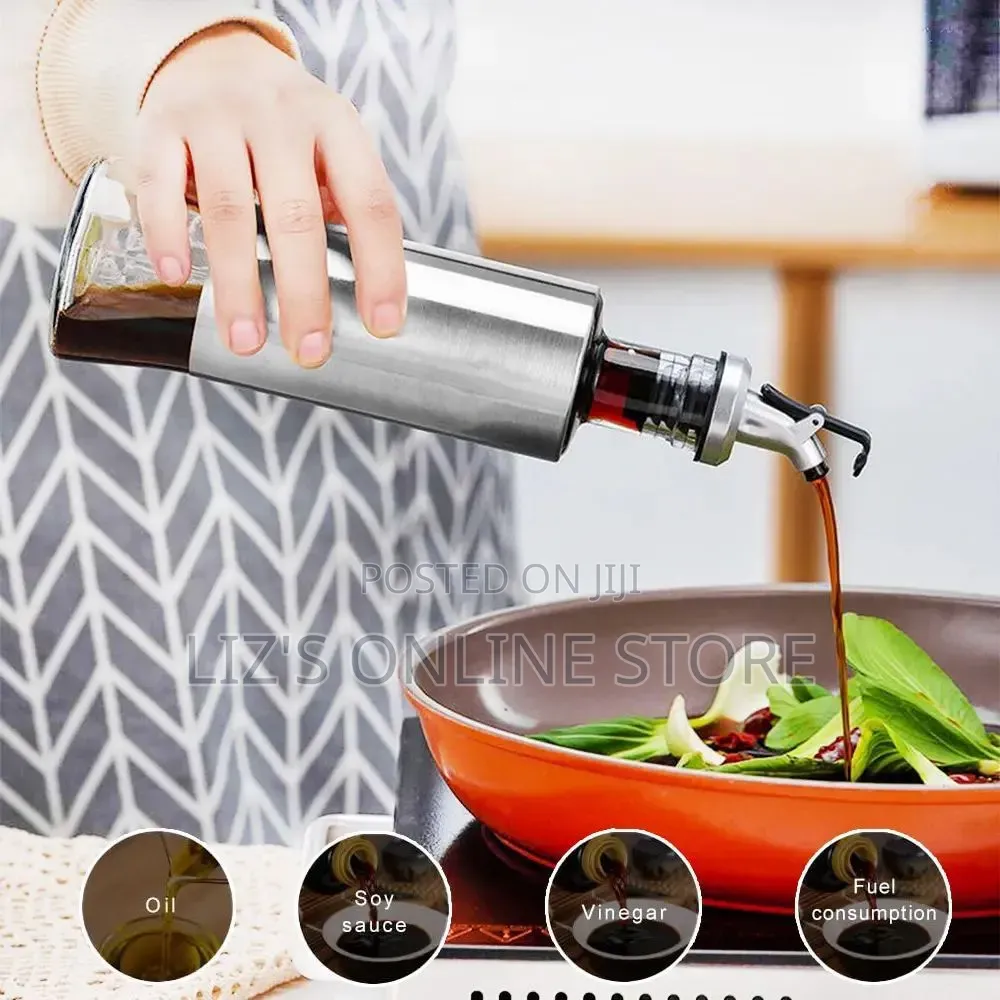 Stainless Steel and Glass Oil Dispenser Bottle