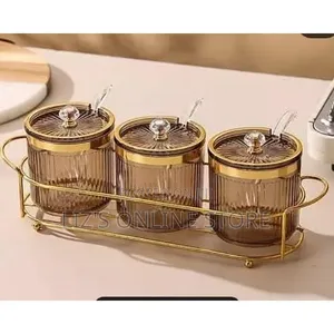 3piece Plastic Sugar Bowl Coffee Tea Canister Snack