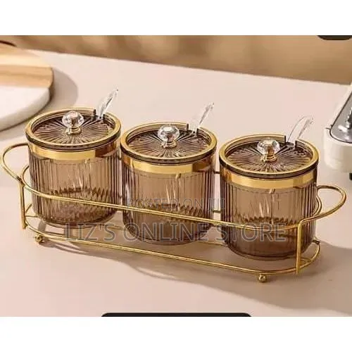 3piece Plastic Sugar Bowl Coffee Tea Canister Snack