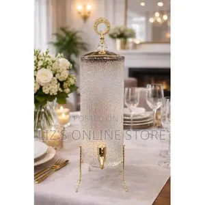 4l Glass Beverage Dispenser With Scroll Iron Stand, Stainless Steel