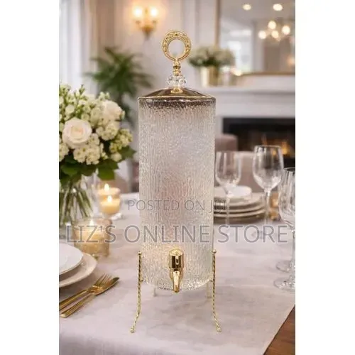 4l Glass Beverage Dispenser With Scroll Iron Stand, Stainless Steel