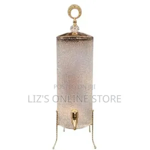 4l Glass Beverage Dispenser With Scroll Iron Stand, Stainless Steel