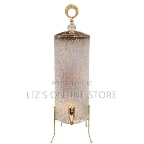4l Glass Beverage Dispenser With Scroll Iron Stand, Stainless Steel