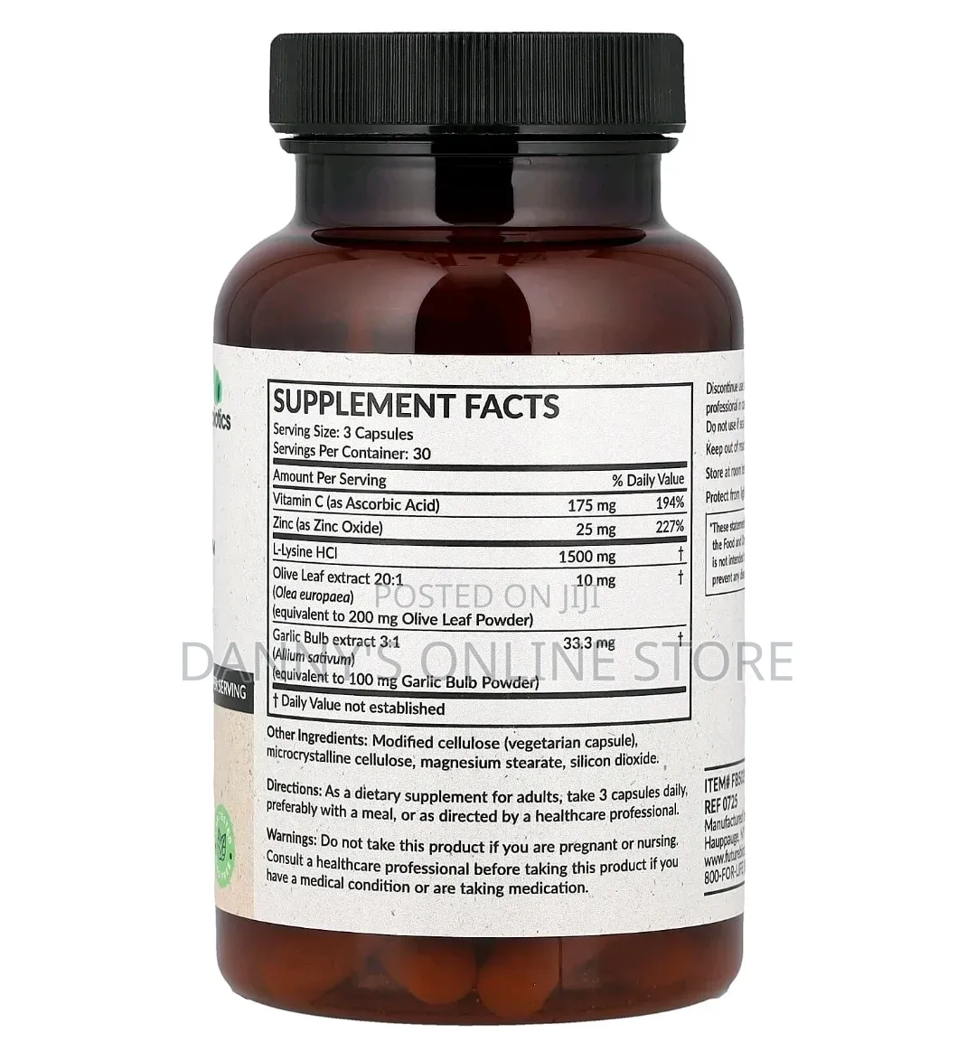 L-Lysine 1500mg, With Vit C, Zinc, Olive Leaf and Garlic, 90 Capsules