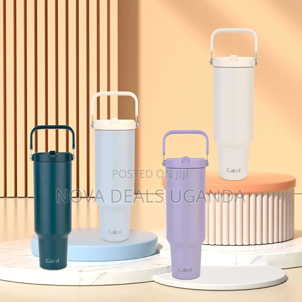 50oz Stainless Steel Vacuum Insulated Mug With Straw and Top Handle,