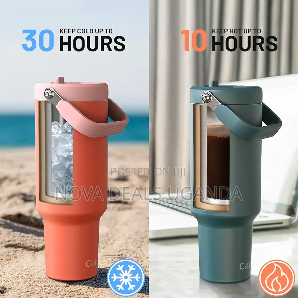 50oz Stainless Steel Vacuum Insulated Mug With Straw and Top Handle,