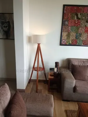 Tripod Shelved Wooden Floor Lamp