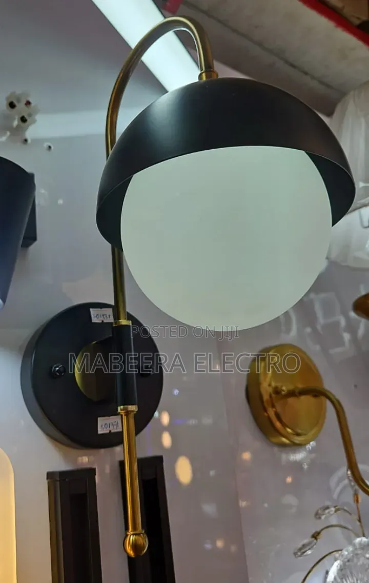 Black and Satin Brass Wall Sconce Light