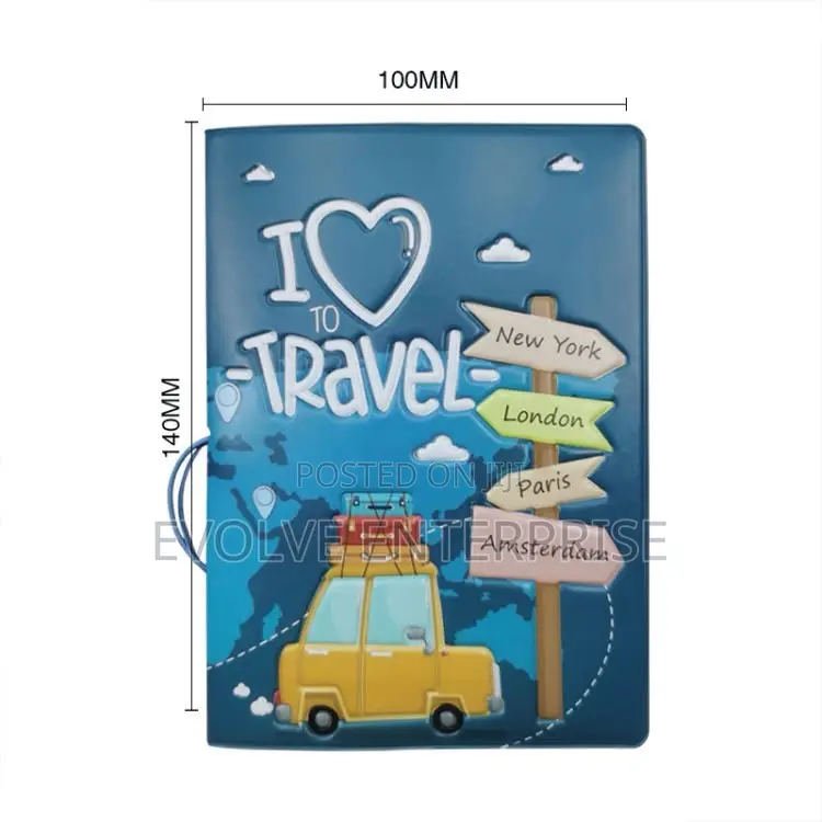 2 Cartoon Map Passport Cover Couple Travel Passport Holder