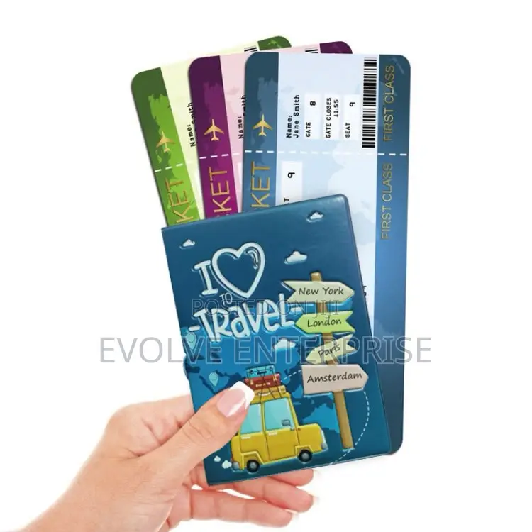 2 Cartoon Map Passport Cover Couple Travel Passport Holder