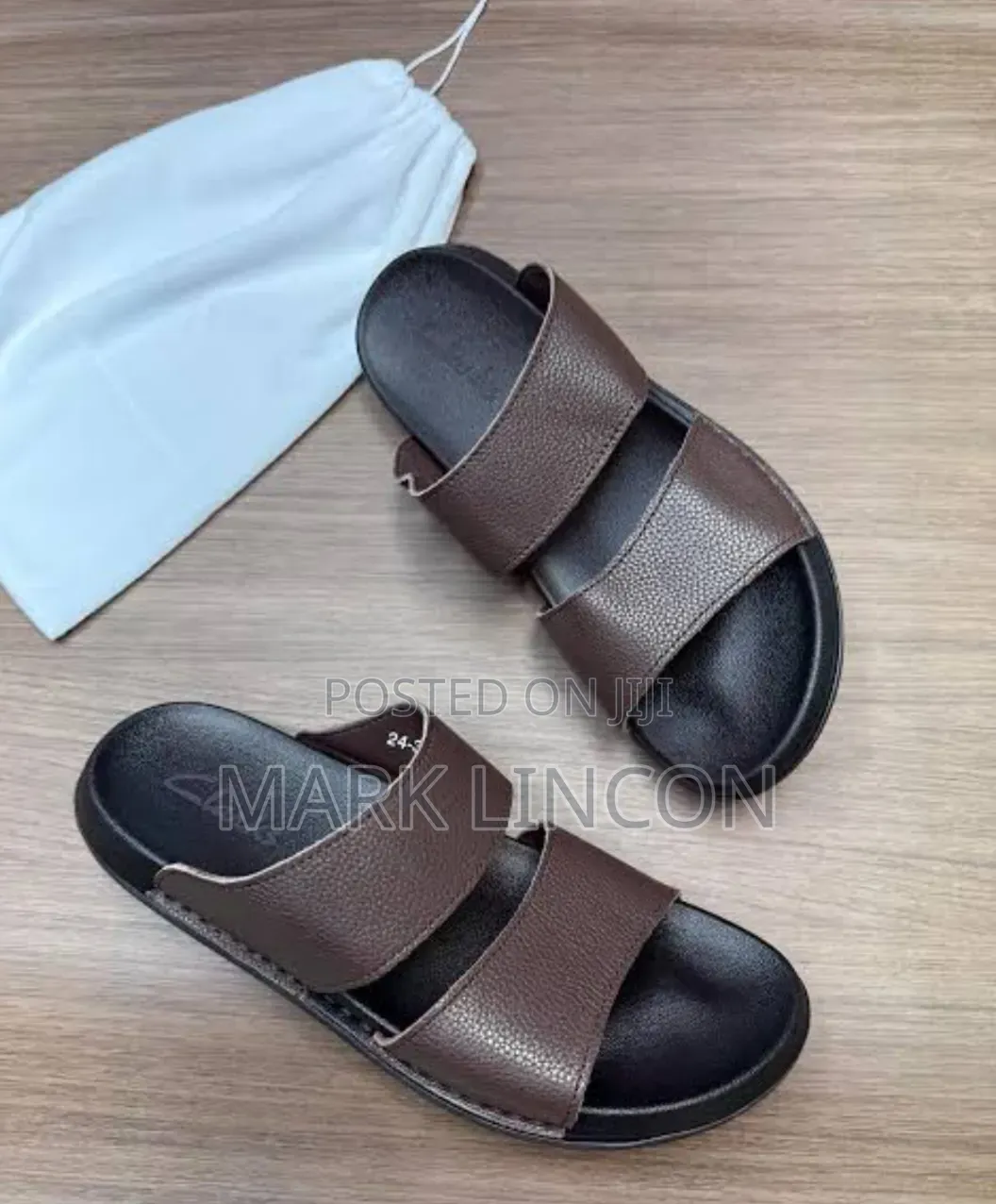 Original Brown Genuine Leather Flat Sandals