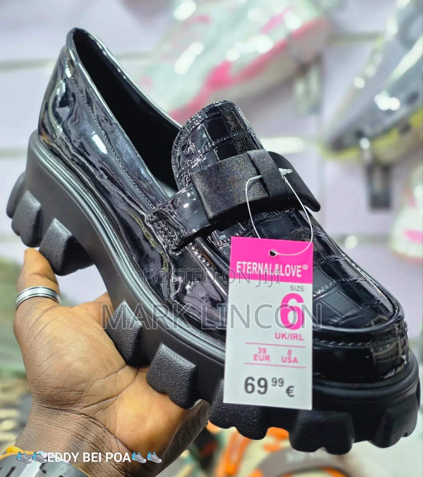 Black, Patent, Croc-Embossed Loafers Feature a Chunky Rubber Lug Sole