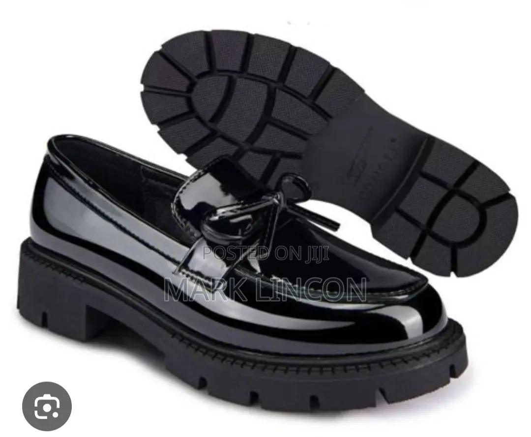 Black Patent Loafers From Eternal Love Feature a Chunky Lug Sole