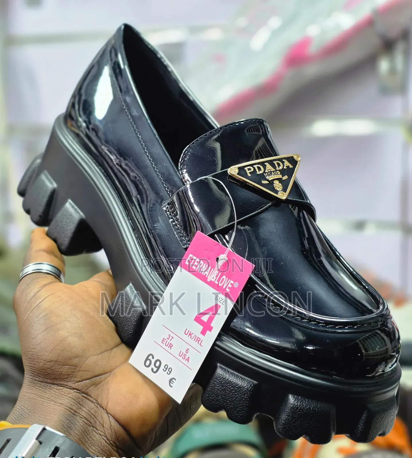 Naw Classic Shinny Prada Monolith Patent Leather Loafers