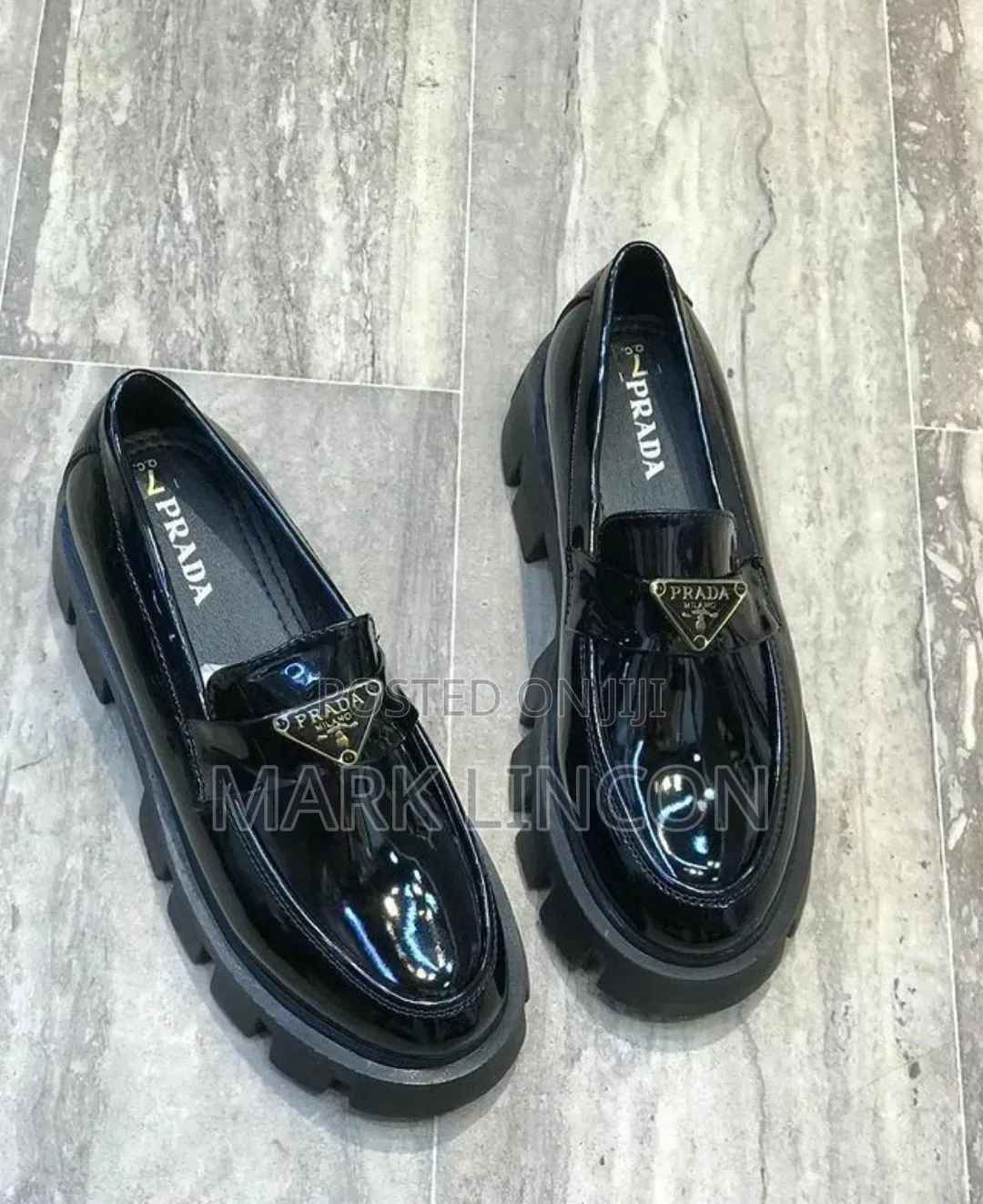 Naw Classic Shinny Prada Monolith Patent Leather Loafers