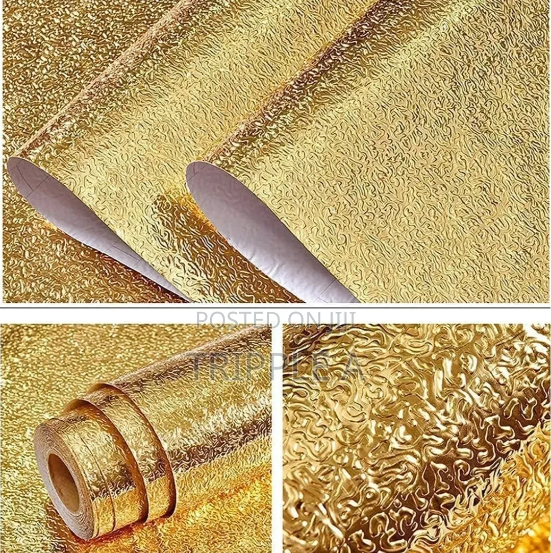 Gold Textured Self Adhesive Aluminum Foil Wallpaper