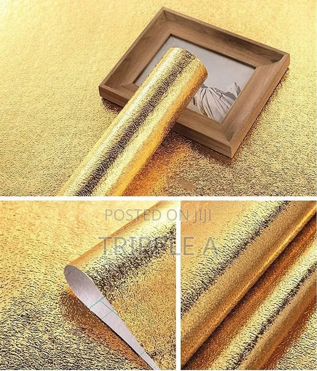 Gold Textured Self Adhesive Aluminum Foil Wallpaper