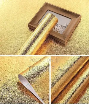 Gold Textured Self Adhesive Aluminum Foil Wallpaper
