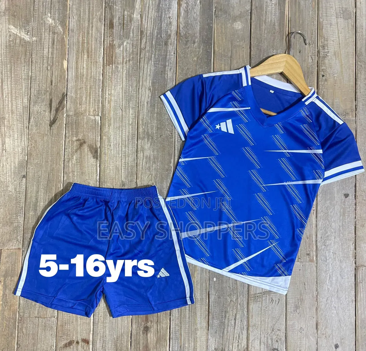 Kids Teens Blue Adidas Soccer Uniform Set