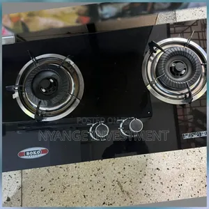 Boko Brand Gas Job With a Sleek Black Glass Top and Two Burners.