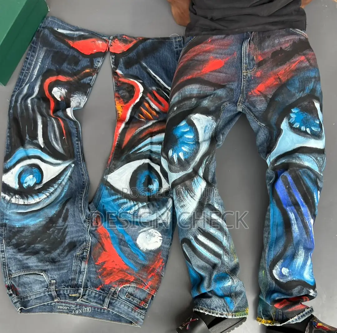 Customized Art Work Pants in Denim