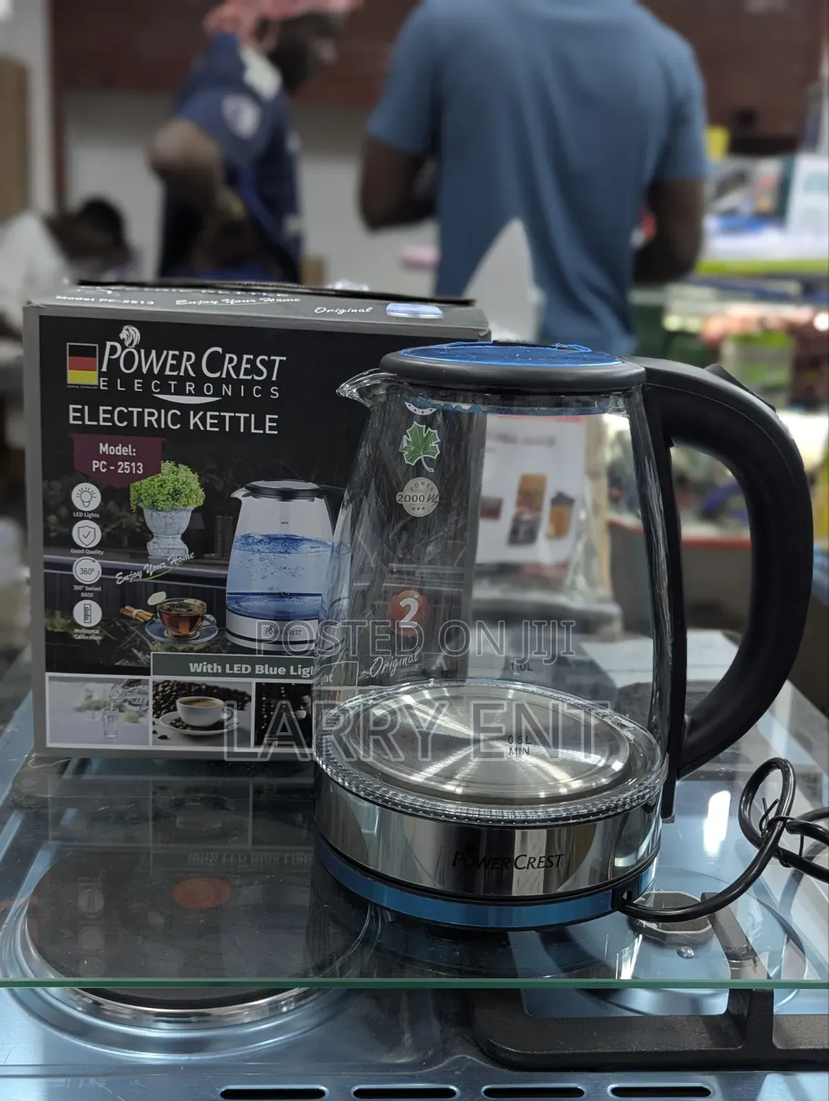 Power Crest 2.5l Glass Electric Kettle Led Blue Light