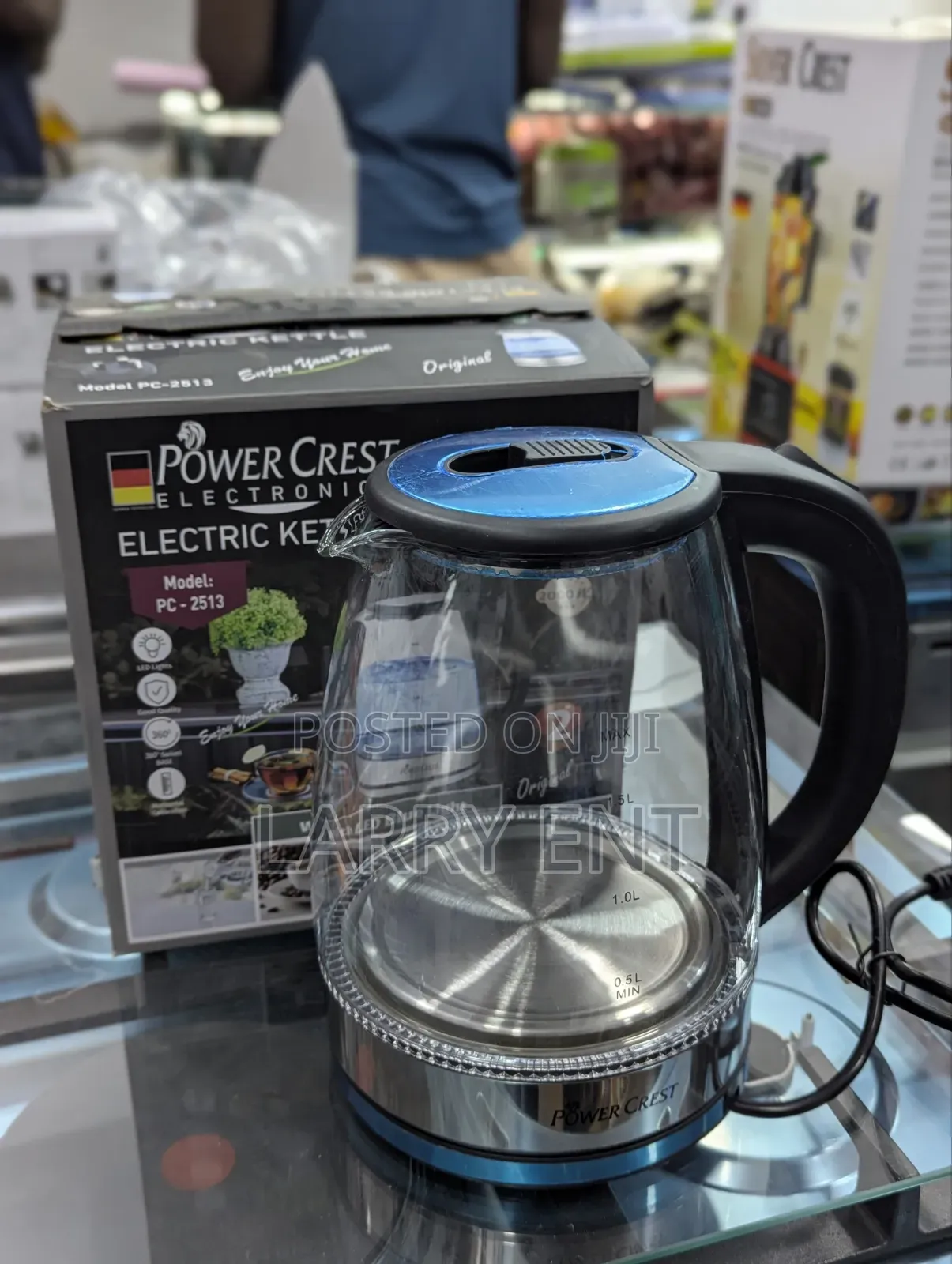Power Crest 2.5l Glass Electric Kettle Led Blue Light