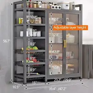 Kitchen Pantry Cabinet With 3 Movable Shelves and 2 Acrylic Doors