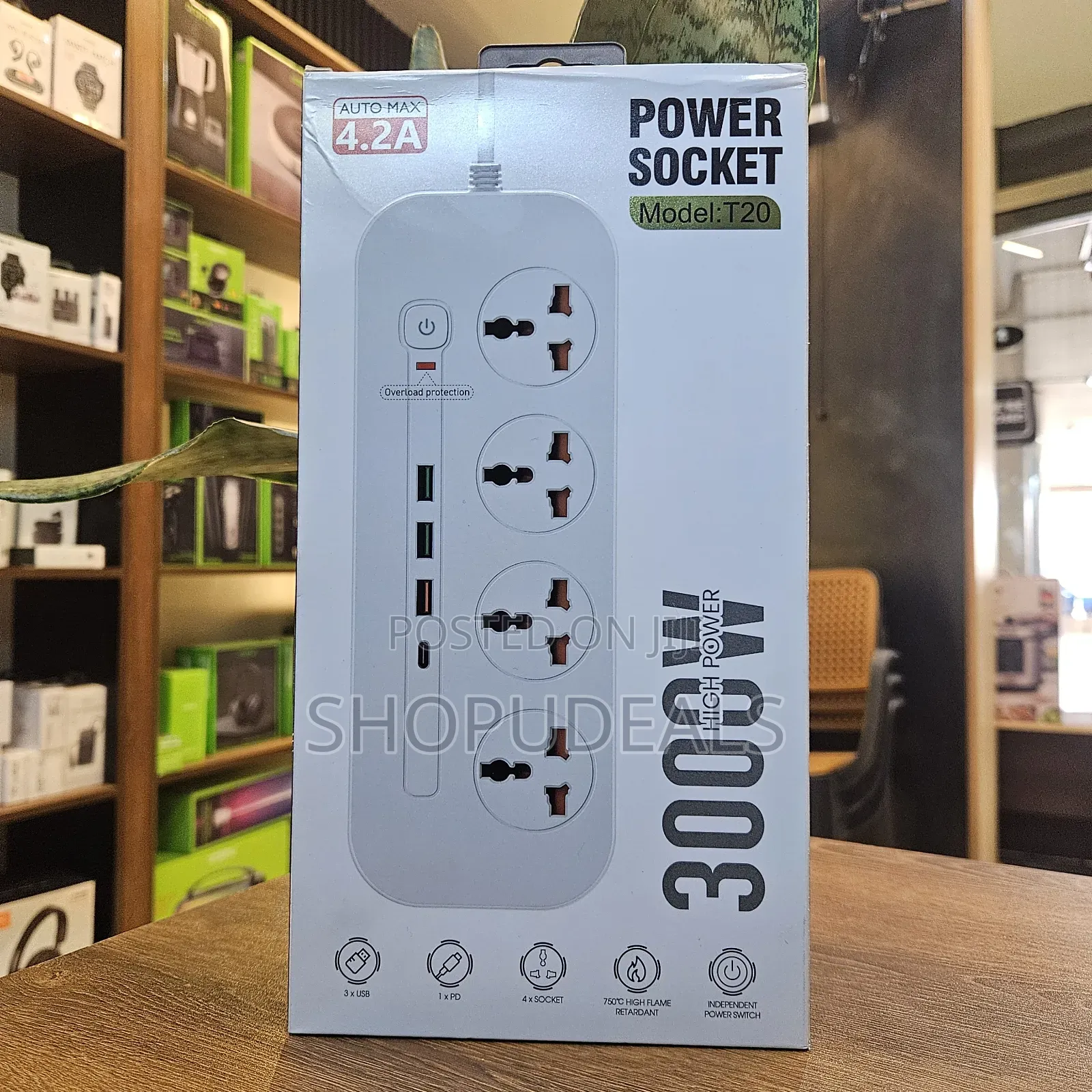 Porodo Blue 8 Ac Power Strip - Black