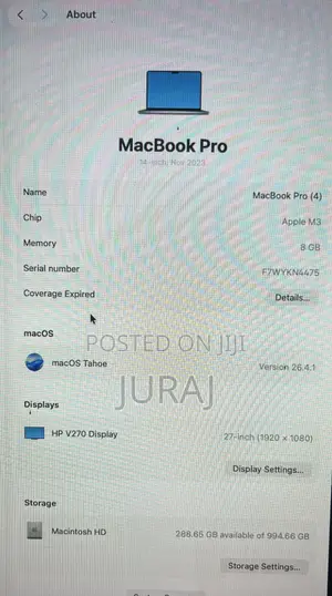 Laptop Apple MacBook Pro 8GB Apple M3 Pro SSD 1T