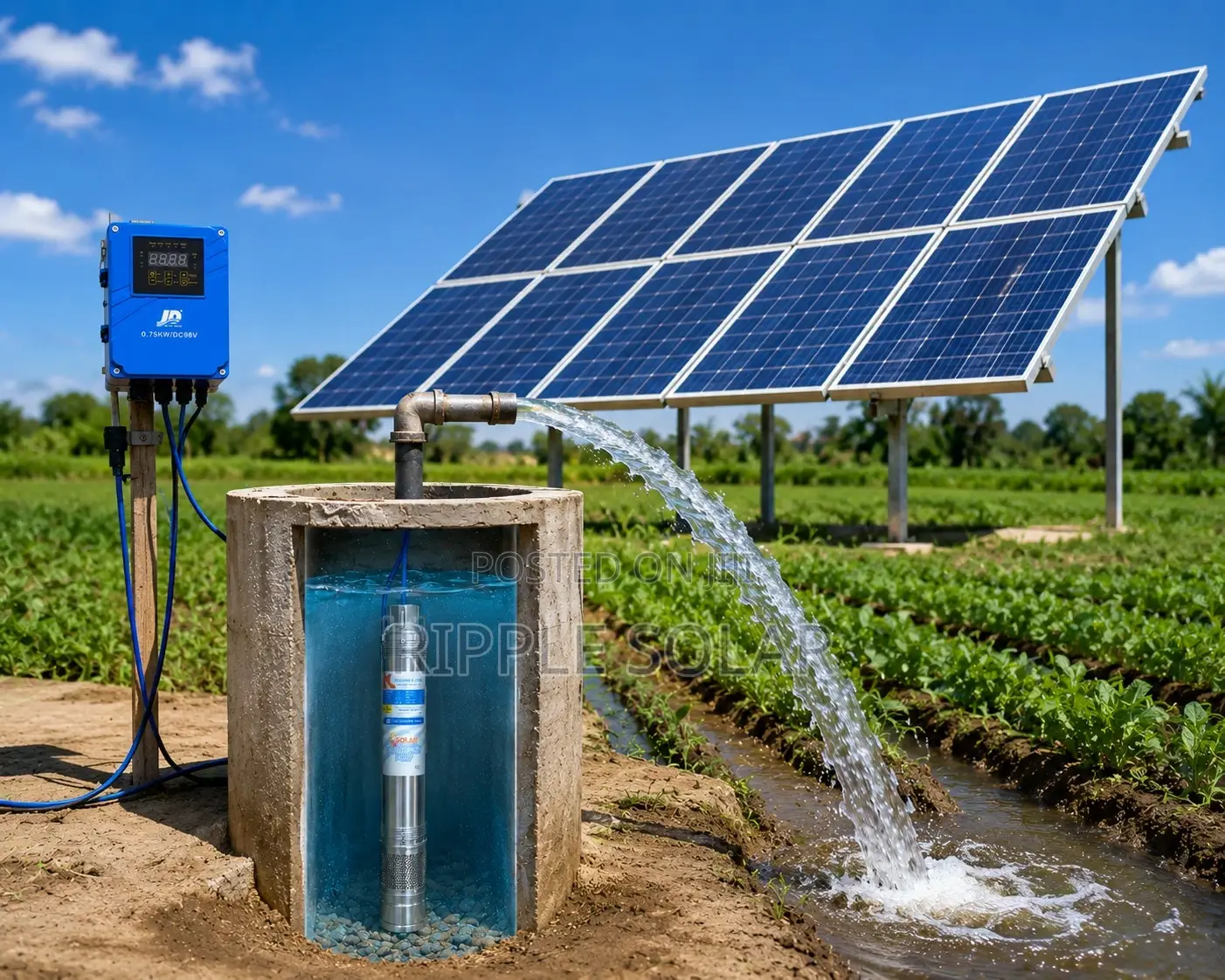 Solar Water Pump 750w 69m Head Deep Well Borehole 4500l/H 96v